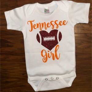 Tennessee Girl White and Orange Football Bodysuit, UT, Knoxville